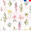 Abeille et fleur champêtre - Fond rose