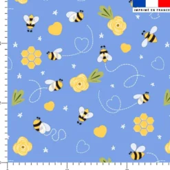 Abeille et fleur jaune - Fond bleu