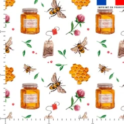 Abeille et pot de miel - Fond blanc