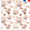 Agneau fleurs et arrondis aquarelle beige rosé - Fond blanc