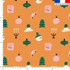 Ambiance Noel bonhomme de neige - Fond camel