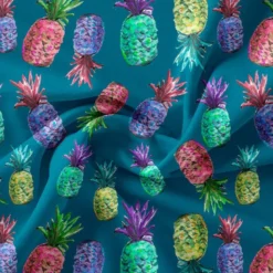 Ananas multicolore - Fond bleu - Création Cat&Colours