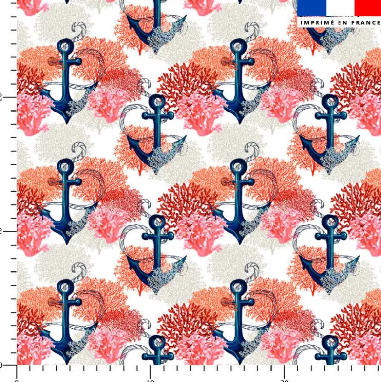 Ancre et corail - Fond blanc