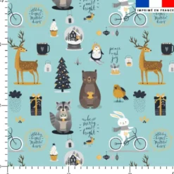 Animaux ambiance d'hiver noël - Fond bleu clair