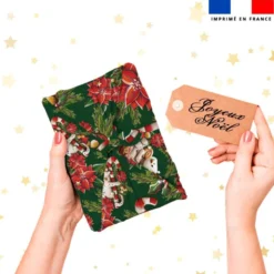 Animaux couronne et fleur de noel - Fond vert - Création Stillistic