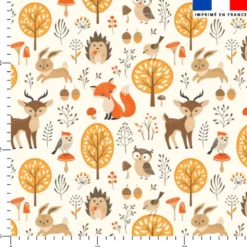 Animaux d'automne - Fond écru