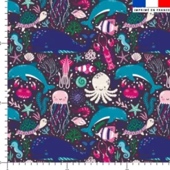 Animaux de la mer - Fond violet foncé
