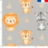 Animaux de la savane kawaii - Fond gris clair