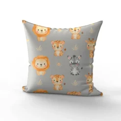 Animaux de la savane kawaii - Fond gris clair