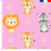 Animaux de la savane kawaii - Fond rose