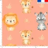 Animaux de la savane kawaii - Fond saumon