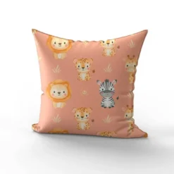 Animaux de la savane kawaii - Fond saumon