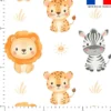 Animaux de la savane kawaii - Fond blanc