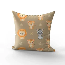 Animaux de la savane kawaii - Fond mocha