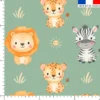 Animaux de la savane kawaii - Fond vert clair