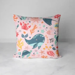 Animaux de l'océan - Fond rose