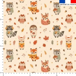 Animaux des bois en automne - Fond crème