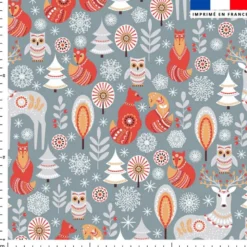 Animaux d'hiver - Fond gris