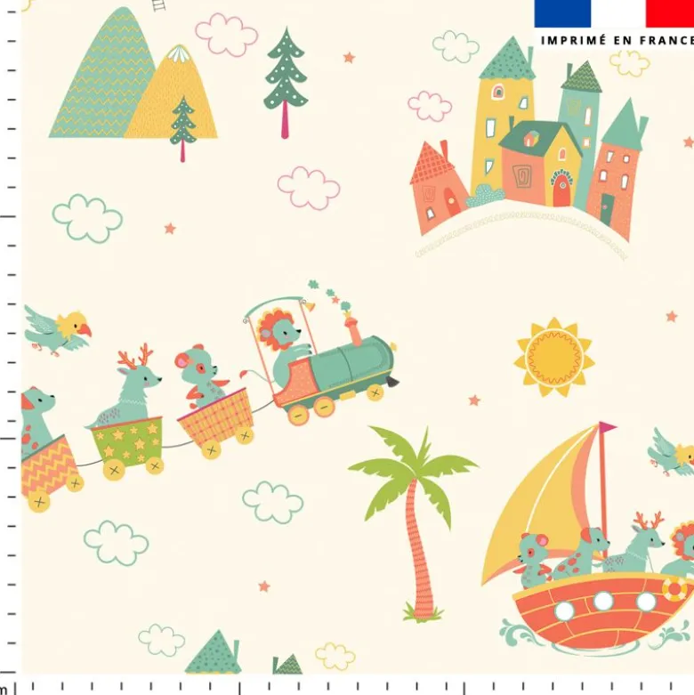 Animaux en vacances - Fond beige