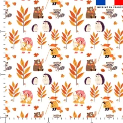 Animaux et feuilles d'automne - Fond blanc