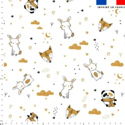 Animaux et nuit étoilée ocre - Fond blanc