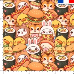 Animaux food kawaii - Fond multicolore