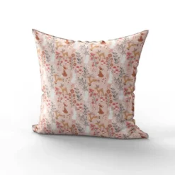 Animaux forestiers folk - Fond beige rosé