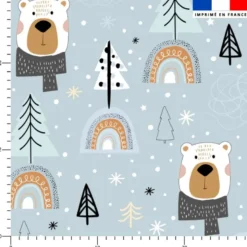 Animaux hiver ours - Fond bleu glacier