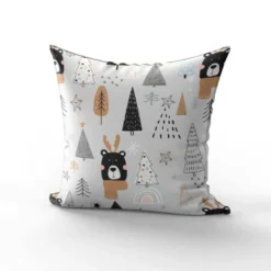 Animaux hiver ours noir - Fond grège