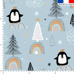 Animaux hiver pingouin - Fond bleu clair
