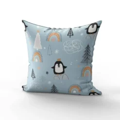 Animaux hiver pingouin - Fond bleu clair