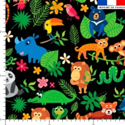 Animaux jungle color - Fond noir