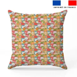 Animaux kawaii et fruits rigolos - Fond multicolore