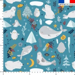 Animaux marins pôle nord - Fond bleu