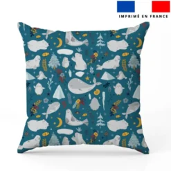 Animaux marins pôle nord - Fond bleu paon