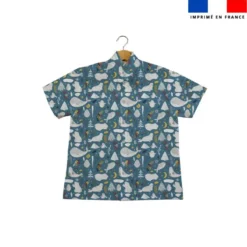 Animaux marins pôle nord - Fond bleu paon