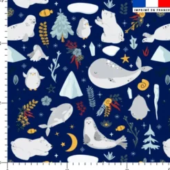Animaux marins pôle nord - Fond bleu foncé