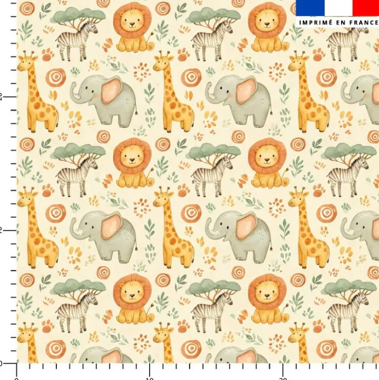 Animaux Mignons Safari - Fond Beige