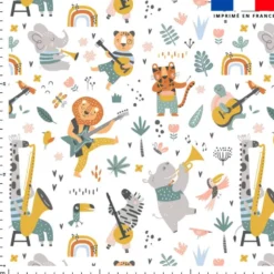 Animaux musiciens de la savane - Fond blanc