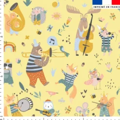 Animaux musiciens - Fond jaune