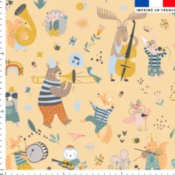 Animaux musiciens - Fond orange