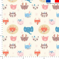 Animaux pastel - Fond écru