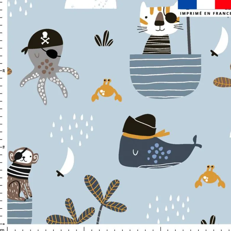 Animaux pirates - Fond bleu