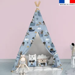 Animaux pirates - Fond bleu