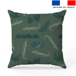 Animaux savane crocodile - Fond vert foncé