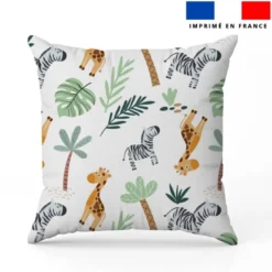 Animaux savane girafe et zèbre - Fond blanc