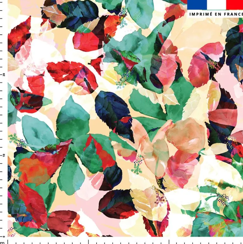Aquarelle feuillage coloré - Fond écru