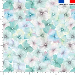 Aquarelle fleur bleue et verte style vintage - Fond blanc