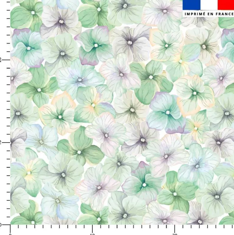 Aquarelle fleur verte et violette style vintage - Fond blanc