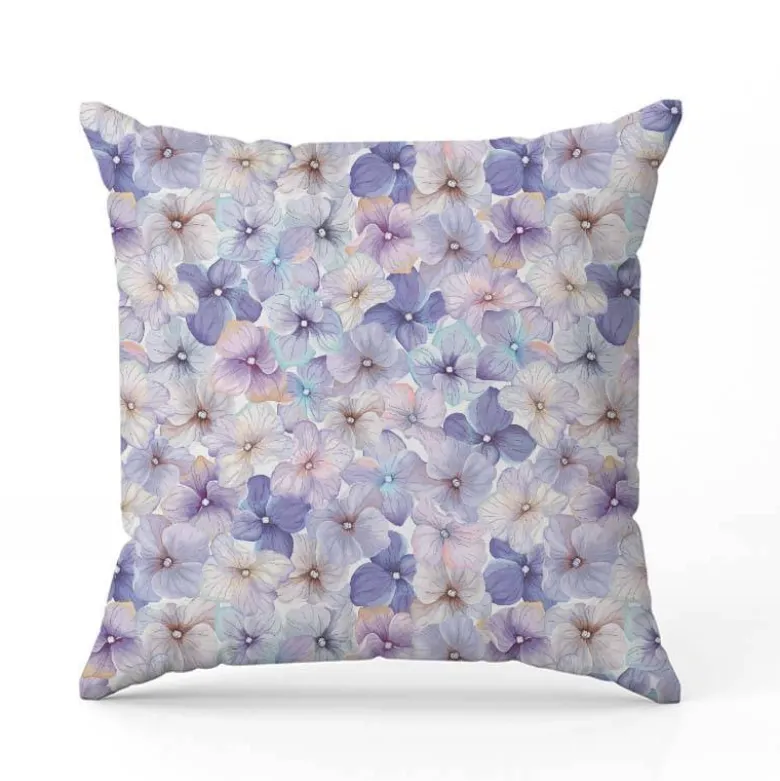 Aquarelle fleur violette et bleue style vintage - Fond blanc